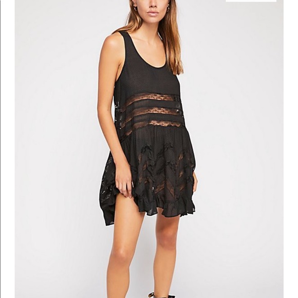 Free People Dresses & Skirts - Black Free People Dot and Lace Dress
